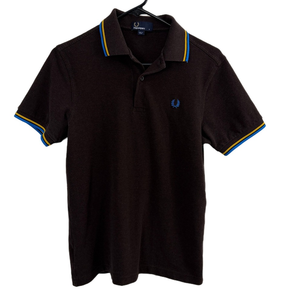Fred Perry Polo Mens Small Brown M1200 Twin Tipped Short Sleeve Shirt
